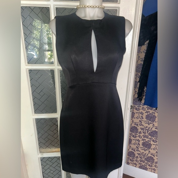 L'AGENCE Trapeze Black Backless A Line Dress Low Cut Keyhole - Picture 4 of 15